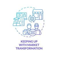 Keeping up with market transformation blue gradient concept icon. Strategic problem of business abstract idea thin line illustration. Isolated outline drawing. vector