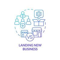 Landing new business blue gradient concept icon. Problem in sales management abstract idea thin line illustration. Business expansion. Isolated outline drawing. vector