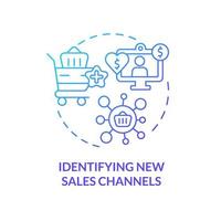 Identifying new sales channels blue gradient concept icon. Problem in sales management abstract idea thin line illustration. Reaching new customers. Isolated outline drawing. vector