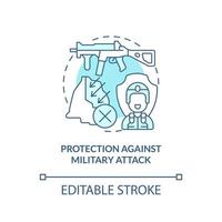 Protection against military attack turquoise concept icon. State security guaranty abstract idea thin line illustration. Isolated outline drawing. Editable stroke. vector