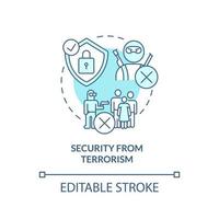 Security from terrorism turquoise concept icon. National protection program abstract idea thin line illustration. Isolated outline drawing. Editable stroke. vector