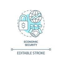 Economic security turquoise concept icon. Dimension of national safety abstract idea thin line illustration. Isolated outline drawing. Editable stroke. vector