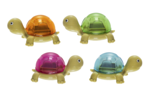 Plastic toy turtle isolated on white background cut out png