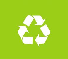 Trash icon. Recycle icon white silhouette. recycle symbol design on Vector illustration isolated on light green background photo