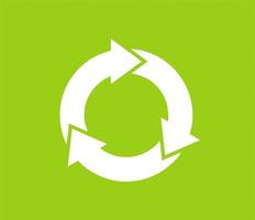 icono de papelera. icono de reciclaje silueta blanca. diseño de símbolo de reciclaje en ilustración vectorial aislado en fondo verde claro foto