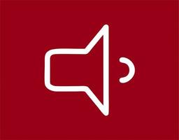 Illustration of a megaphone in white on a red background. simple megaphone design image. simple megaphone icon photo