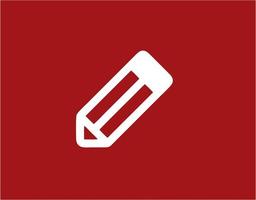 pencil icon in red image, illustration of pencil in white on red background, a pen design on a red background photo