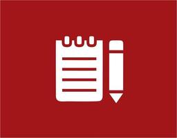 pencil icon in red image, illustration of pencil in white on red background, a pen design on a red background photo