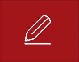 pencil icon in red image, illustration of pencil in white on red background, a pen design on a red background photo