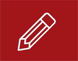 pencil icon in red image, illustration of pencil in white on red background, a pen design on a red background photo