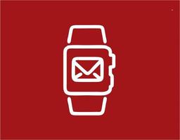 envelope icon in red vector image, illustration of envelope in white on a red background, a message design on a red background photo