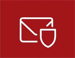 envelope icon in red vector image, illustration of envelope in white on a red background, a message design on a red background photo