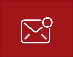 envelope icon in red vector image, illustration of envelope in white on a red background, a message design on a red background photo