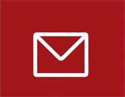 envelope icon in red vector image, illustration of envelope in white on a red background, a message design on a red background photo