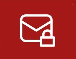 envelope icon in red vector image, illustration of envelope in white on a red background, a message design on a red background photo