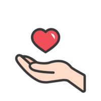 donar y caridad icono de color plano png. mano amiga corazón png