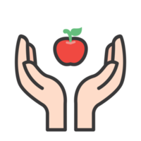 Donate and Charity flat color icon PNG. Helping hand.food png