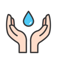 Donate and Charity flat color icon PNG. Helping hand.water png