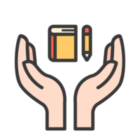 Donate and Charity flat color icon PNG. Helping hand.education png