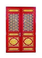 red wooden door of chinese style isolated on white background,clipping path photo