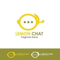 lemon chat logo design vector