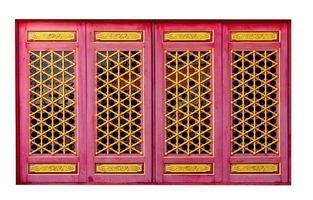 ventana de madera roja de estilo chino aislada en fondo blanco,trazado de recorte foto