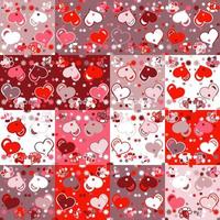 Valentines day vector seamless pattern with red and pink hearts. Pachwork cottage style.