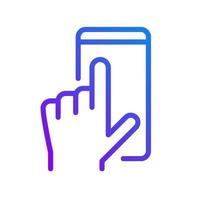 Mobile phone using pixel perfect gradient linear vector icon. Communication technology. Application interface. Thin line color symbol. Modern style pictogram. Vector isolated outline drawing