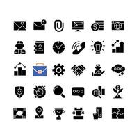 Business black glyph icons set on white space. Commerce and finance. Digitalization and development strategy. Silhouette symbols. Solid pictogram pack. Vector isolated illustration