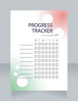 Progress tracker worksheet design template. Printable goal setting sheet. Editable time management sample. Scheduling page for organizing personal tasks vector