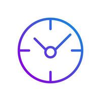 icono de vector lineal de gradiente perfecto de píxeles de reloj. gestión del tiempo. fecha límite del proyecto empresarial. comprobando el tiempo. símbolo de color de línea delgada. pictograma de estilo moderno. dibujo de contorno aislado vectorial