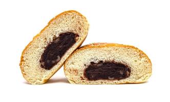 Red Bean Paste Bread isolated on white background photo
