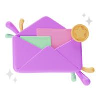 icono de la interfaz de usuario del objeto, favorito de correo electrónico, ilustración 3d png