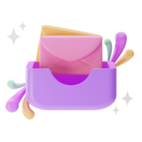 elemento de objeto ui, bandeja de entrada de correo, ilustración 3d png