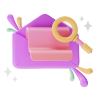 elemento de objeto ui, correio de pesquisa, ilustração 3d png