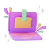 elemento de objeto ui, correo entrante, ilustración 3d png