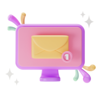 elemento de objeto ui, nova notificação de email, ilustração 3d png