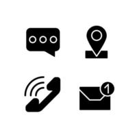 canales de comunicación iconos de glifos negros establecidos en espacios en blanco. sistema de atención al cliente. forma de desarrollo empresarial. símbolos de silueta. paquete de pictogramas sólidos. ilustración vectorial aislada vector