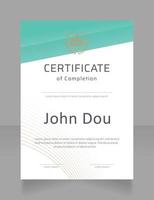 plantilla de diseño de certificado de finalización de clase magistral. diploma vectorial con copyspace y bordes personalizados. documento imprimible para premios y reconocimientos vector