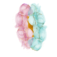 pittura di arte fluida astratta di lusso naturale nella tecnica dell'inchiostro dell'alcool. carta da parati tenera e sognante. miscela di colori creando onde trasparenti e volute dorate. per poster, altri materiali stampati png
