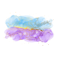 natuurlijke luxe abstracte vloeibare kunst schilderij in alcohol inkt techniek. teder en dromerig behang. mengeling van kleuren die transparante golven en gouden wervelingen creëren. voor posters, ander drukwerk png