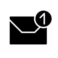 Email notification black glyph icon. Inbox letter. Communication channel. Business advertisement tools. Silhouette symbol on white space. Solid pictogram. Vector isolated illustration