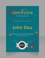 Science achievement certificate design template. Vector diploma with customized copyspace and borders. Printable document for awards and recognition