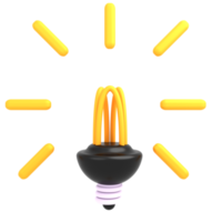 3d illustration idea with light bulb icons png