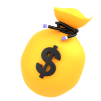 3d icon gold bag of money with dollar sign png