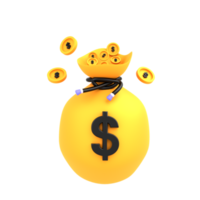 saco de ouro ilustração 3D de dinheiro com cifrão