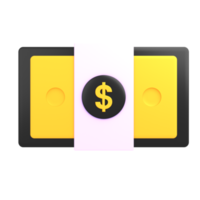 pacote de ouro de dinheiro de dólar de papel ícone 3d