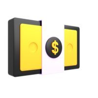 paquete de oro de dinero de dólar de papel de icono 3d png