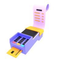 3d render ilustración pos terminal para pago de facturas png