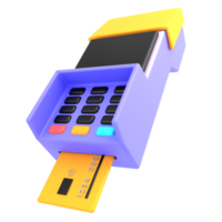 negócio de ícone 3d, leitor de cartão de pagamento